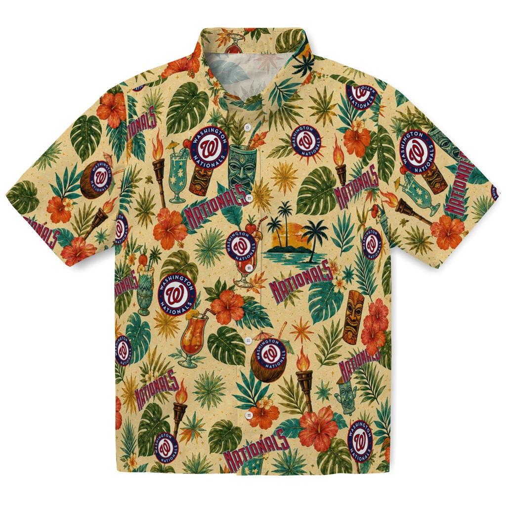 Washington Nationals Hawaiian Shirt - Customized Cream