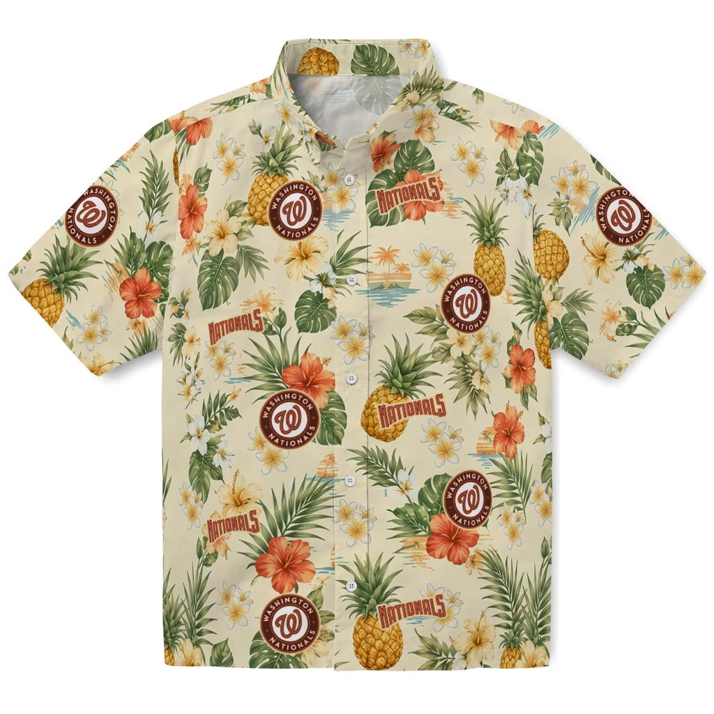 Washington Nationals Hawaiian Shirt - Personalized Cream