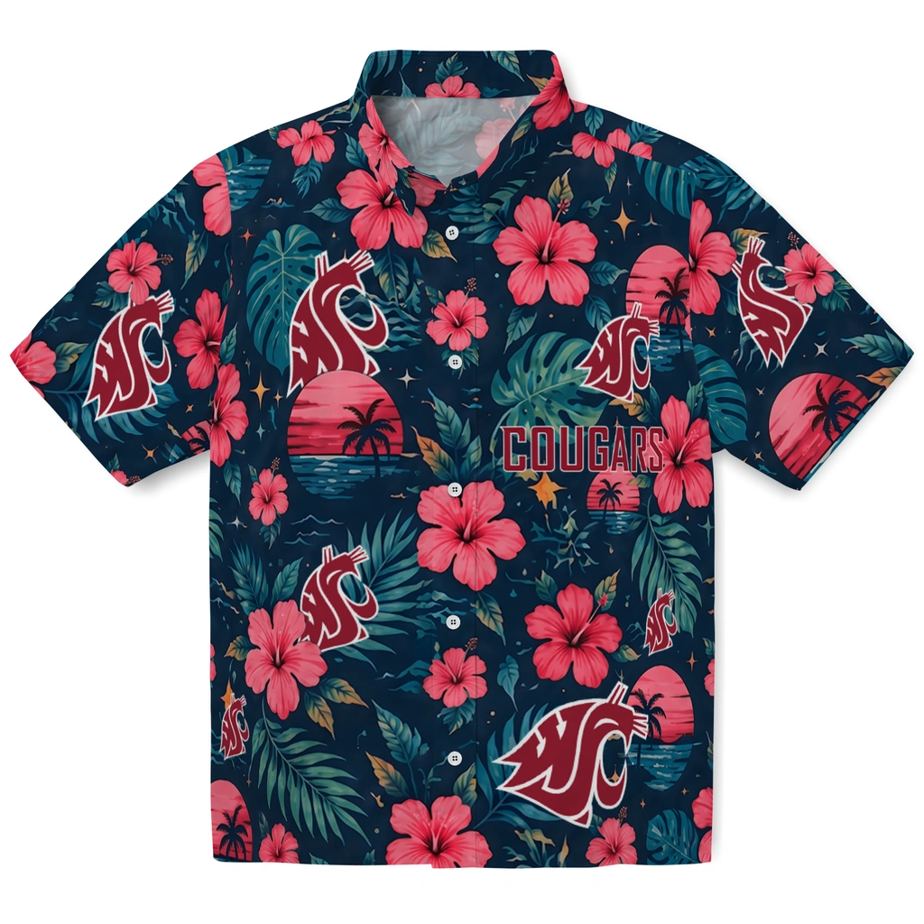 Washington State Cougars Hawaiian Shirt - Custom Crimson Blue