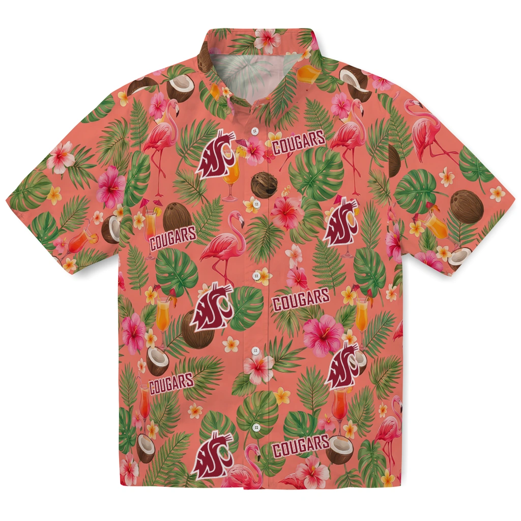 Washington State Cougars Hawaiian Shirt - Customized Coral Pink