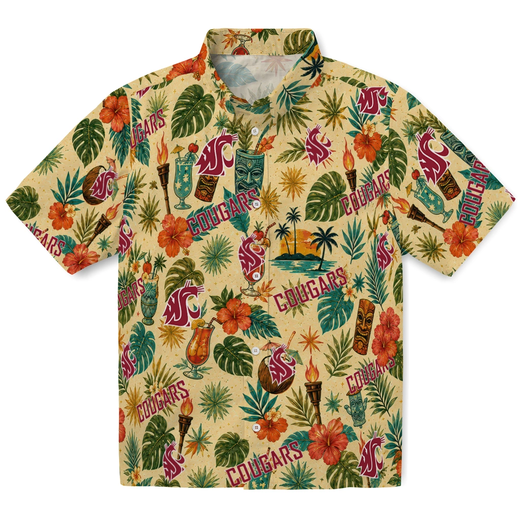 Washington State Cougars Hawaiian Shirt - Customized Cream