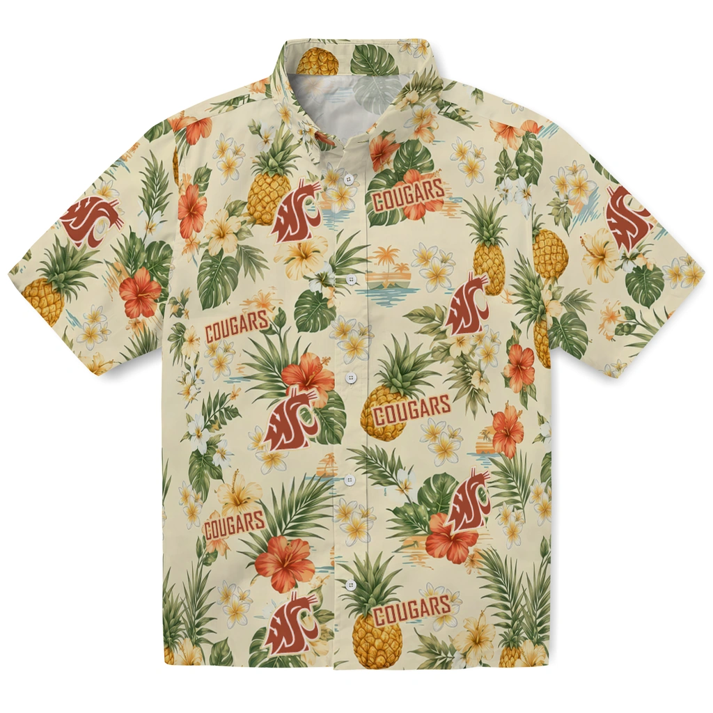 Washington State Cougars Hawaiian Shirt - Personalized Cream
