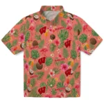 Wisconsin Badgers Hawaiian Shirt - Personalized Coral Pink 1 Wisconsin Badgers Hawaiian Shirt – Personalized Coral Pink